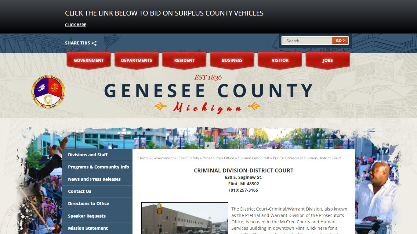 CRIMINAL DIVISION-DISTRICT COURT - Genesee County, Michigan